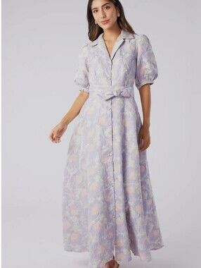 $455 ABBEY GLASS XS Charlotte Lilac Floral Jacquard Gown
